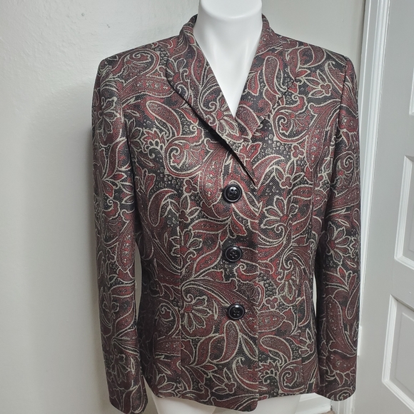 Suit Studio || Blazer & Skirt Set Red & Tan - Size 12 - Picture 13 of 13